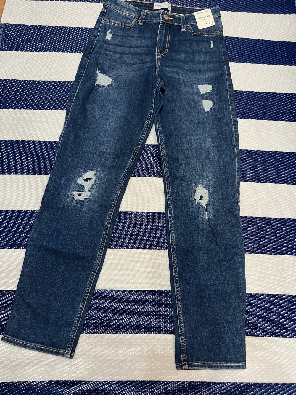 abercrombie kids Distressed Dark Blue Straight Jeans